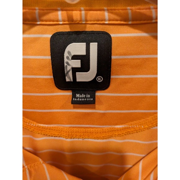 FJ‎ POLO FootJoy Orange /Peach Striped Mens Size XL Short Sleeve golf - Picture 2 of 3